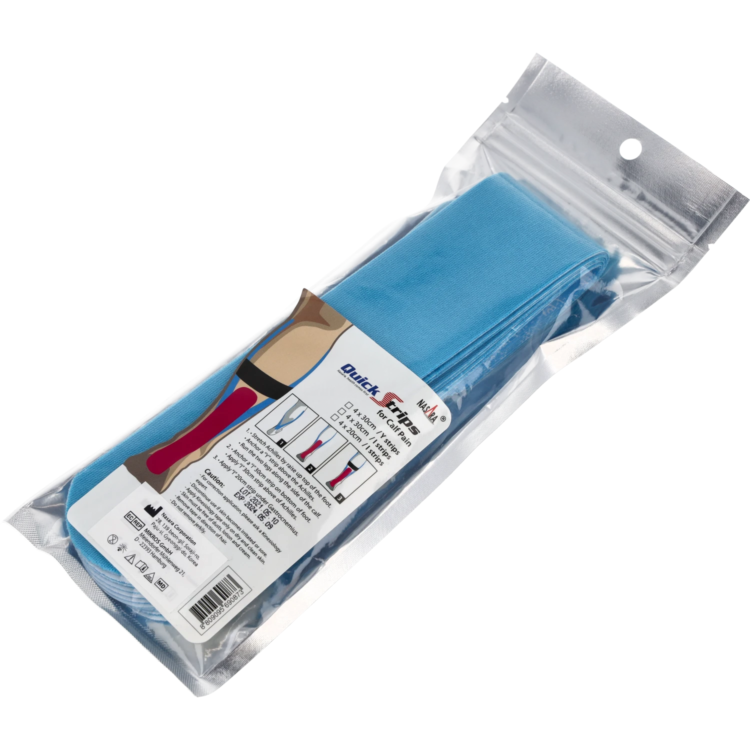 Nasara Kinesiologie Tape Pain Pack Calf Türkis Verpackung