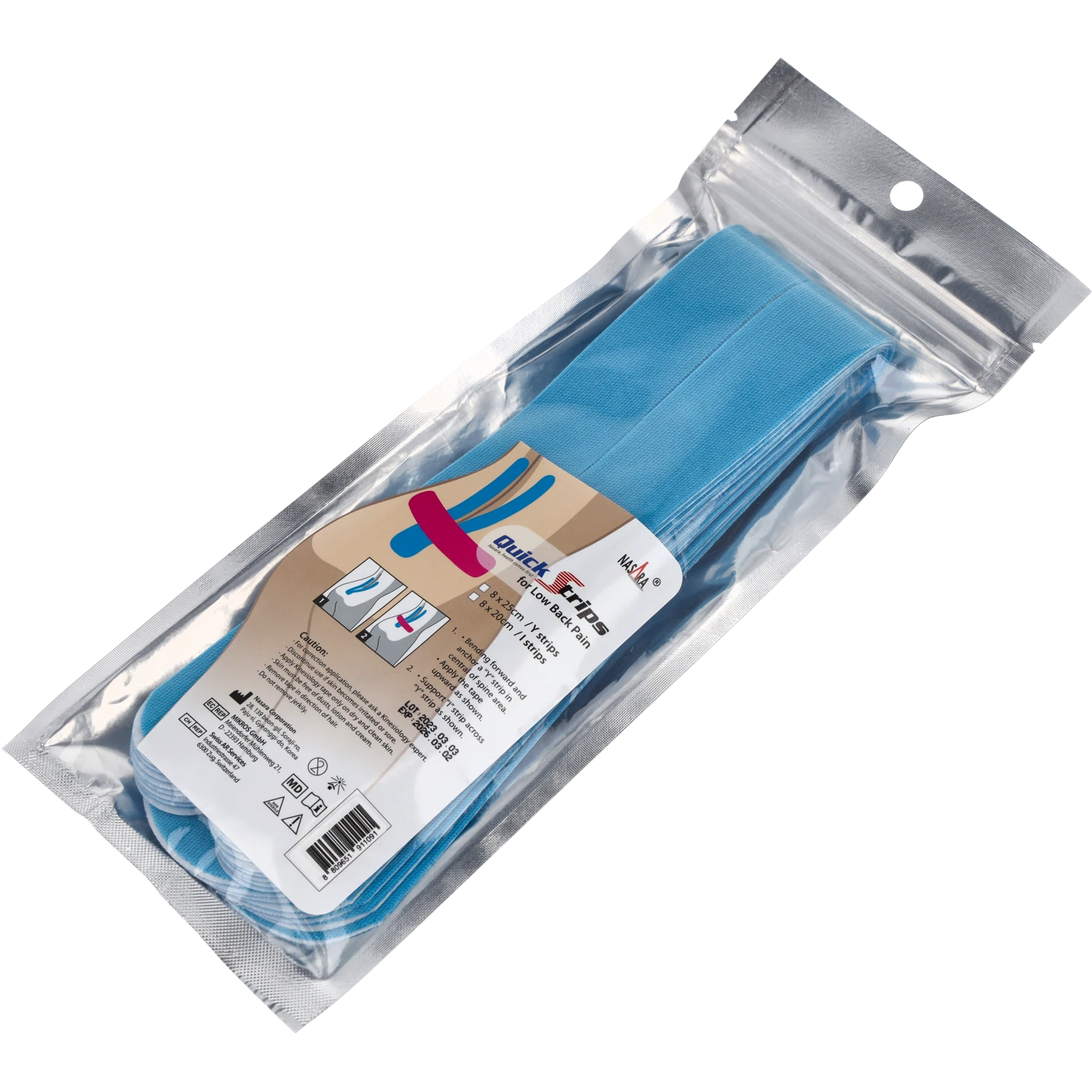 Nasara Kinesiologie Tape Pain Pack Lower Back Türkis Verpackung