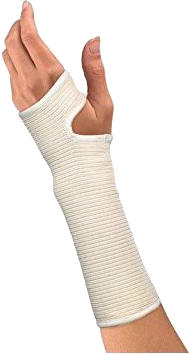 Mueller Elastic wrist support 406 beige Anwendung an Handgelenk