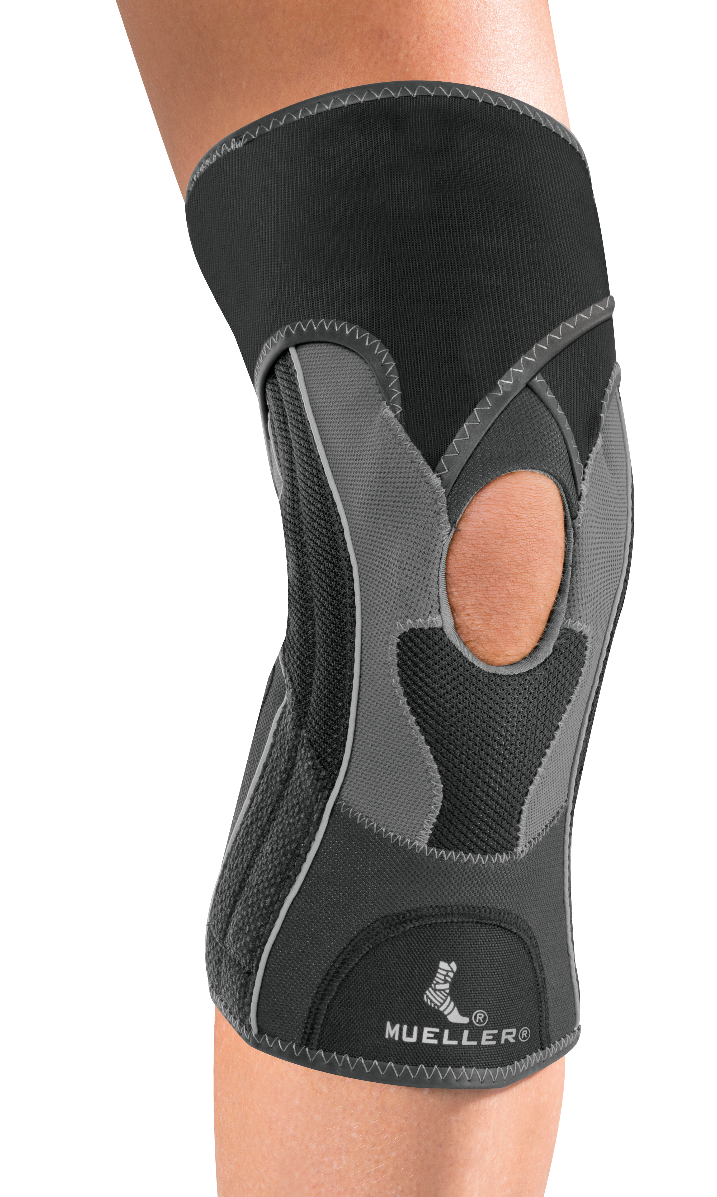 Mueller Hg80 Premium Knee Brace 5911 Knie Mueller Hg80 Premium Knee Brace 5911 angezogen am Knie