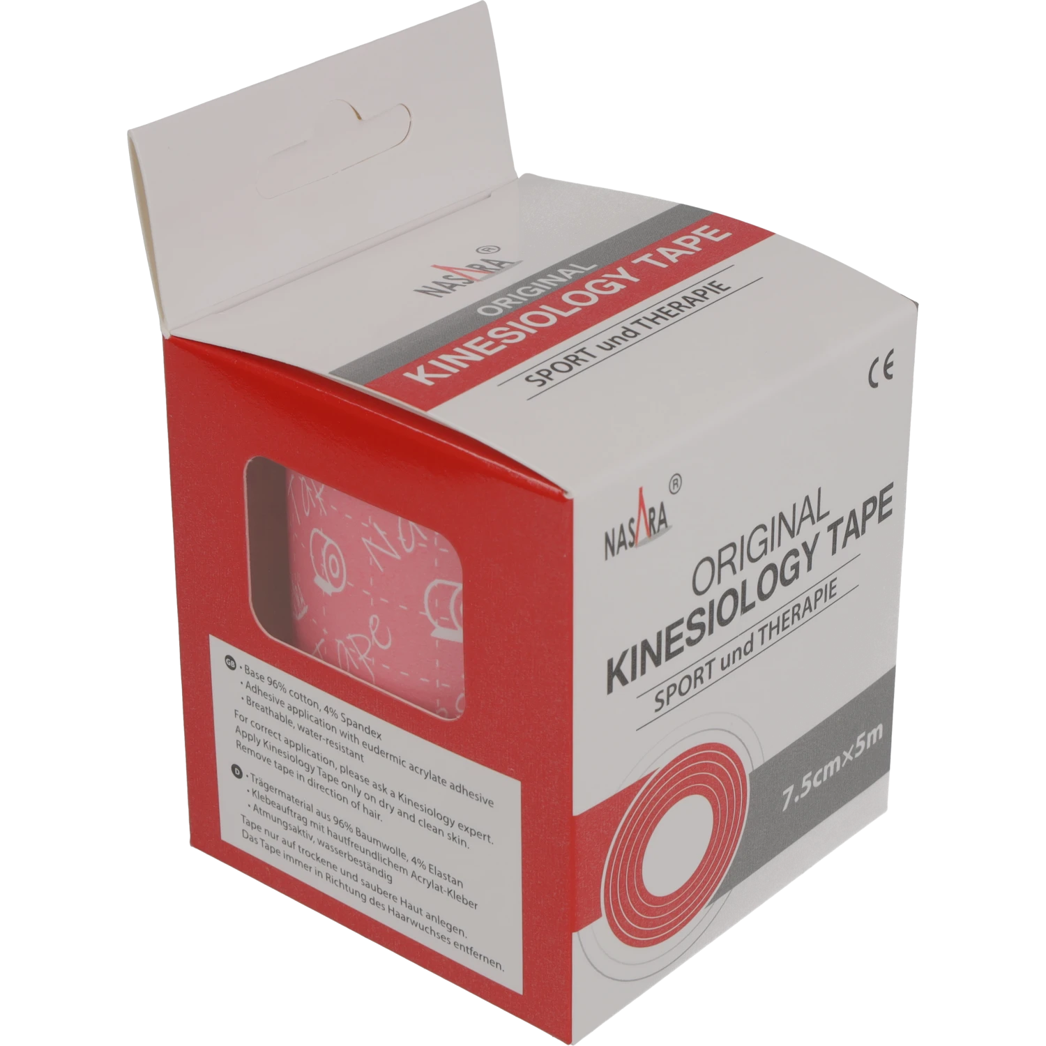 Nasara Kinesiologie Tape 7,5cm Pink Verpackung