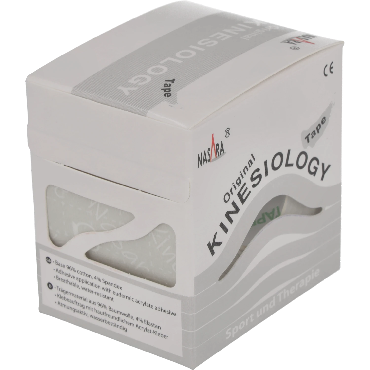 Nasara Kinesiologie 5cm Weiss Verpackung seitlich
