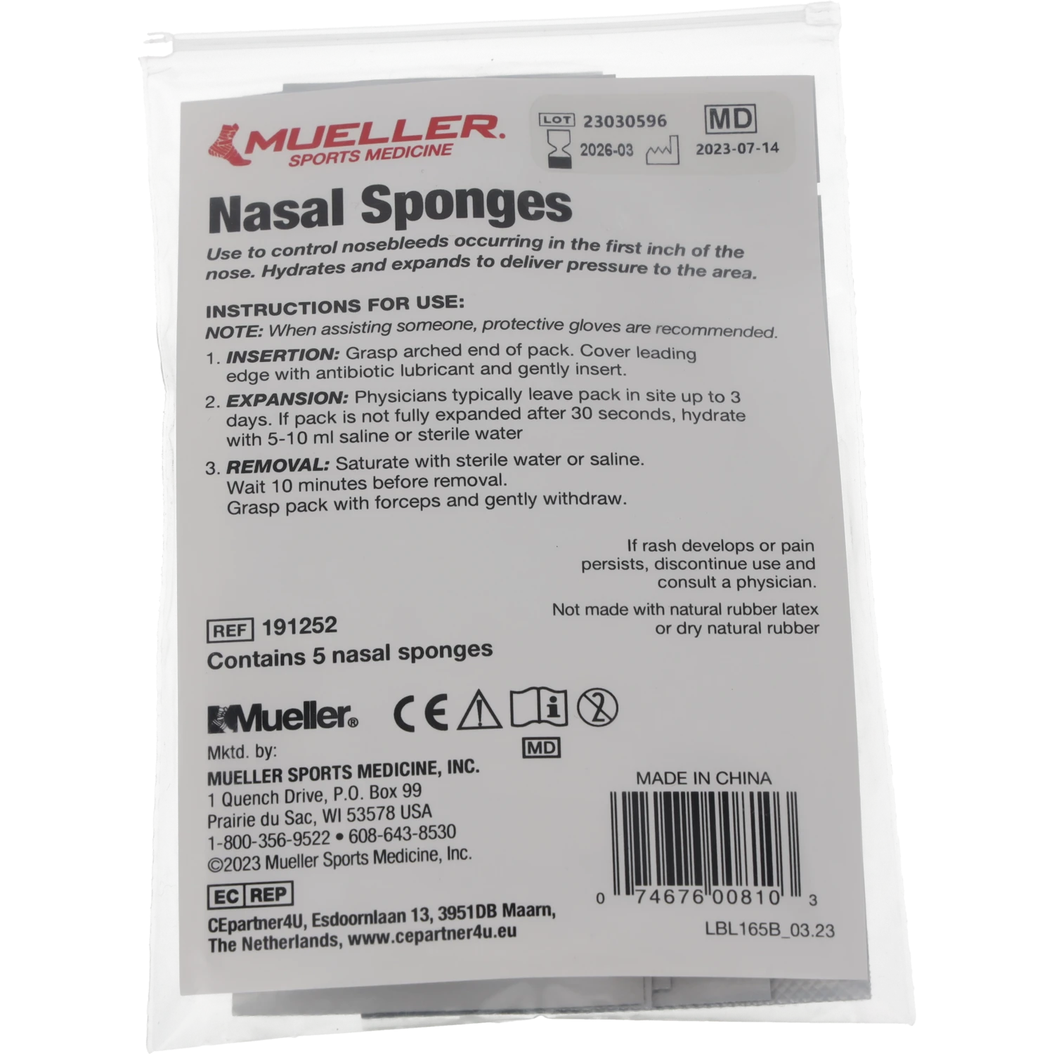 Mueller sterile Nasenschwämme 191252 Verpackung Mueller sterile Nasenschwämme 191252 Verpackung