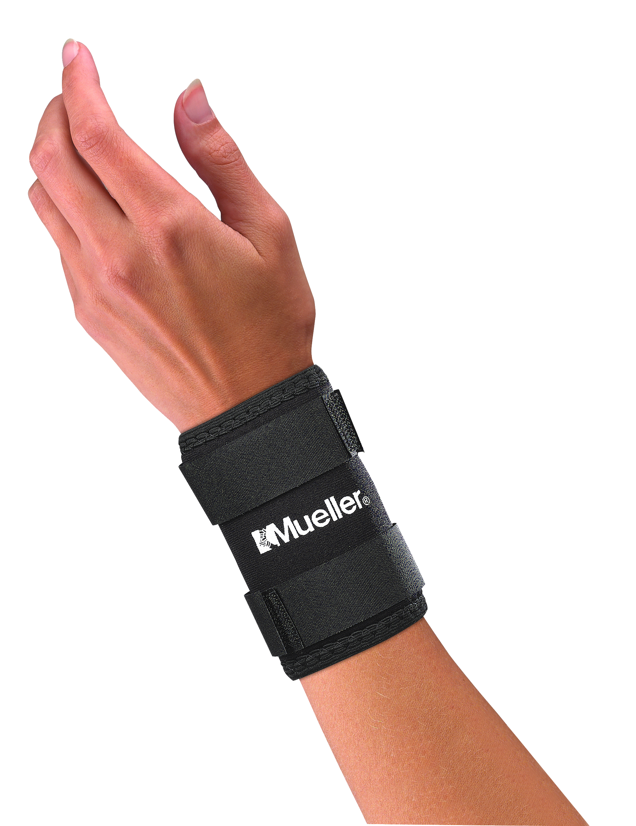 Mueller Wrist Sleeve 400 Neopren Handgelenkstütze angezogen Mueller Wirst Sleeve 400 Neopren handgelenkstütze Angezogen an Handgelenk