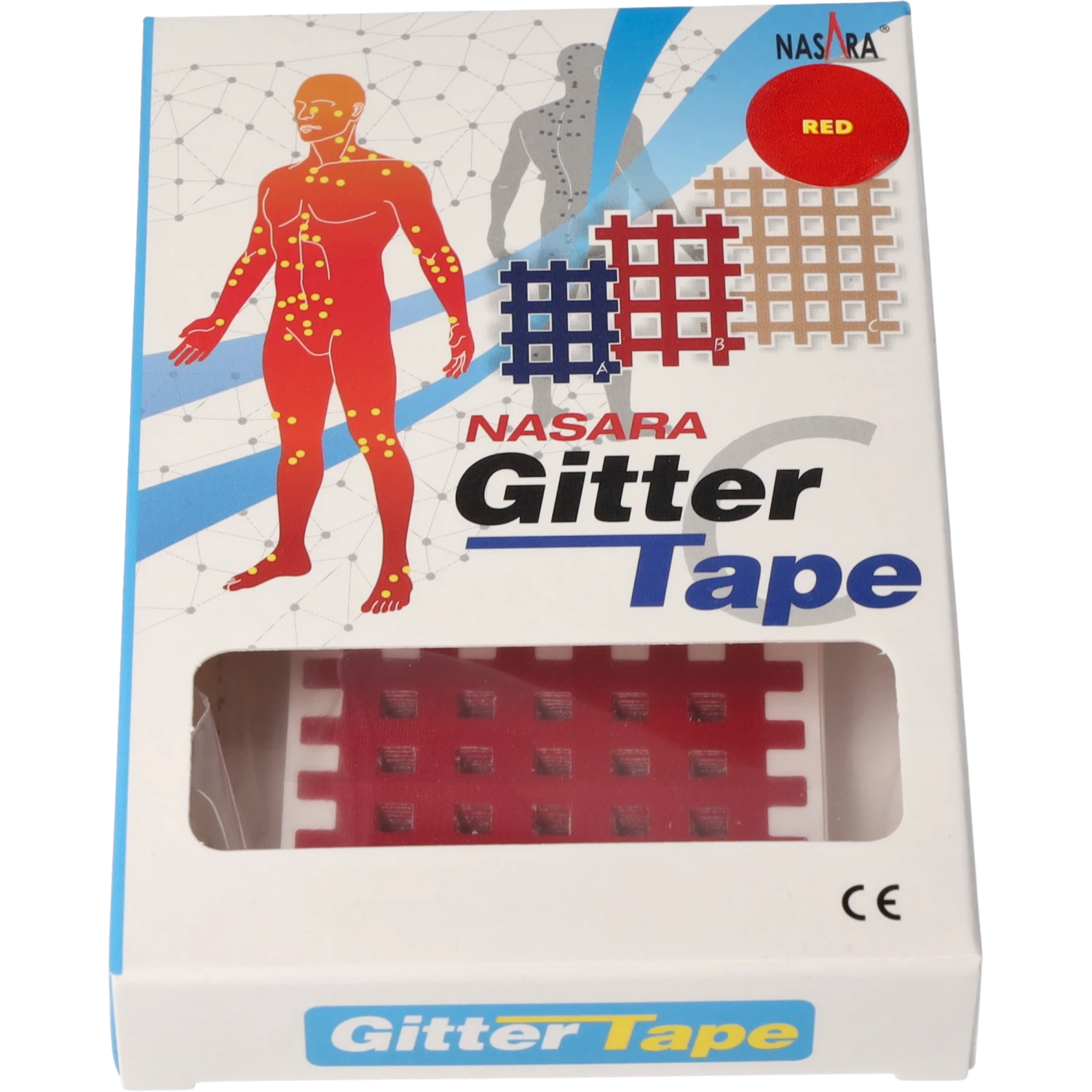 Nasara Gitter Tape Typ C Rot Verpackung frontal