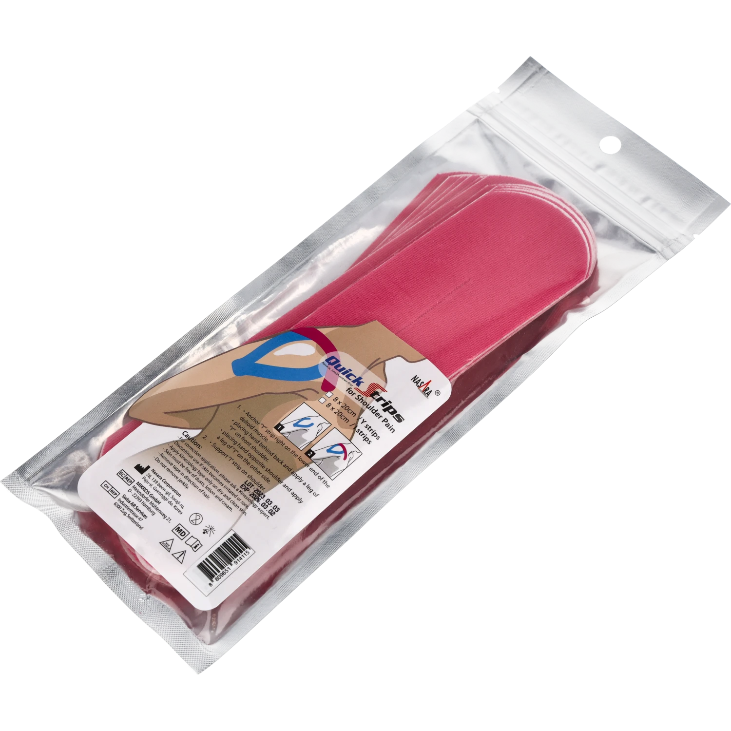 Nasara Kinesiologie Tape Pain Pack Shoulder Pink Verpackung