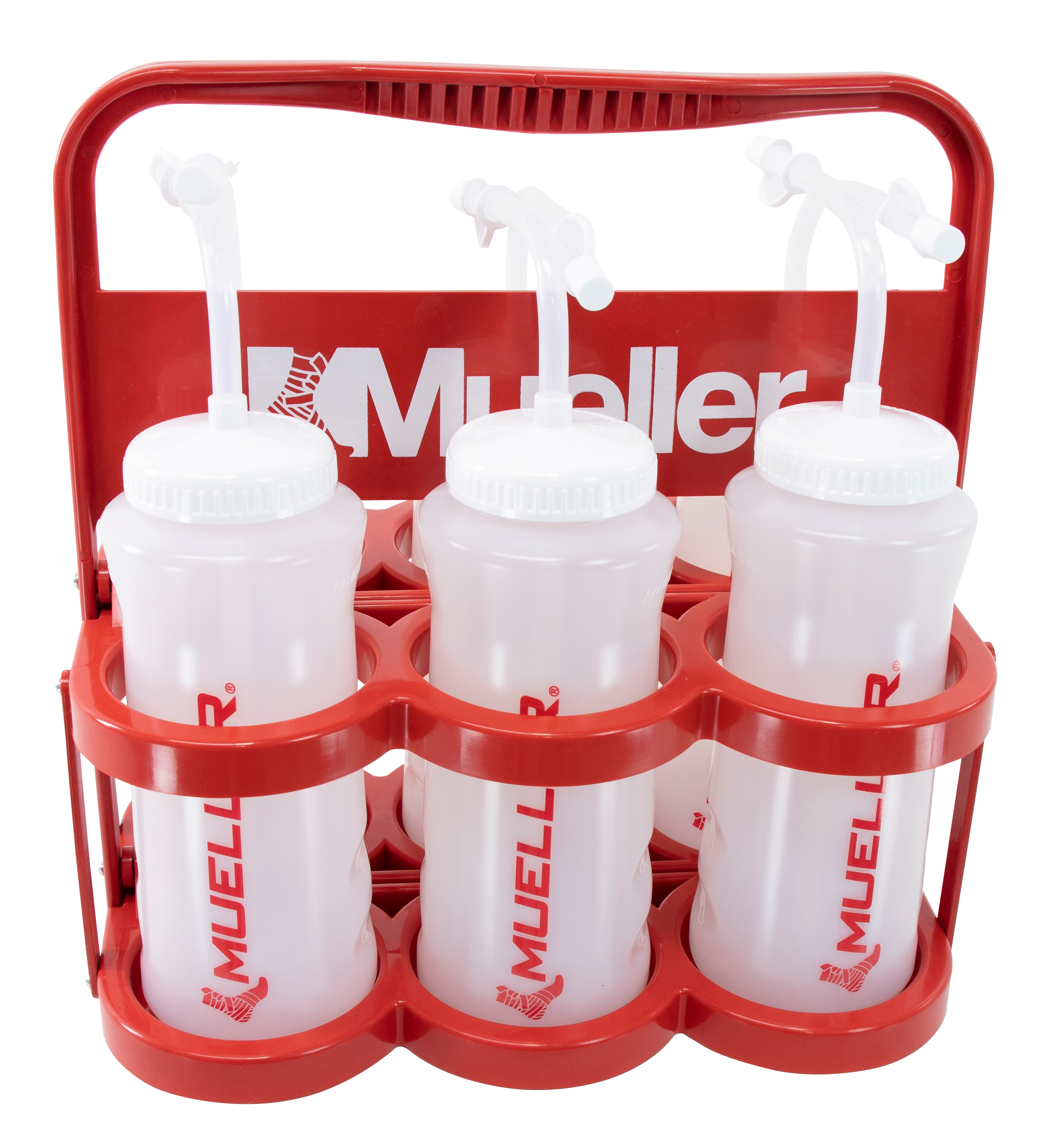 Mueller Bottle Carrier 919000 frontal Mueller Bottle Carrier 919000 Flaschenträger mit Flaschen frontal