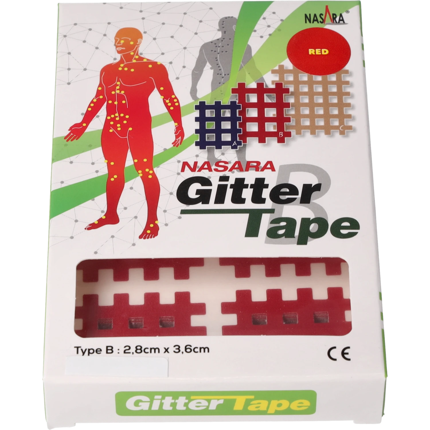 Nasara Gitter Tape Typ B Rot Verpackung frontal