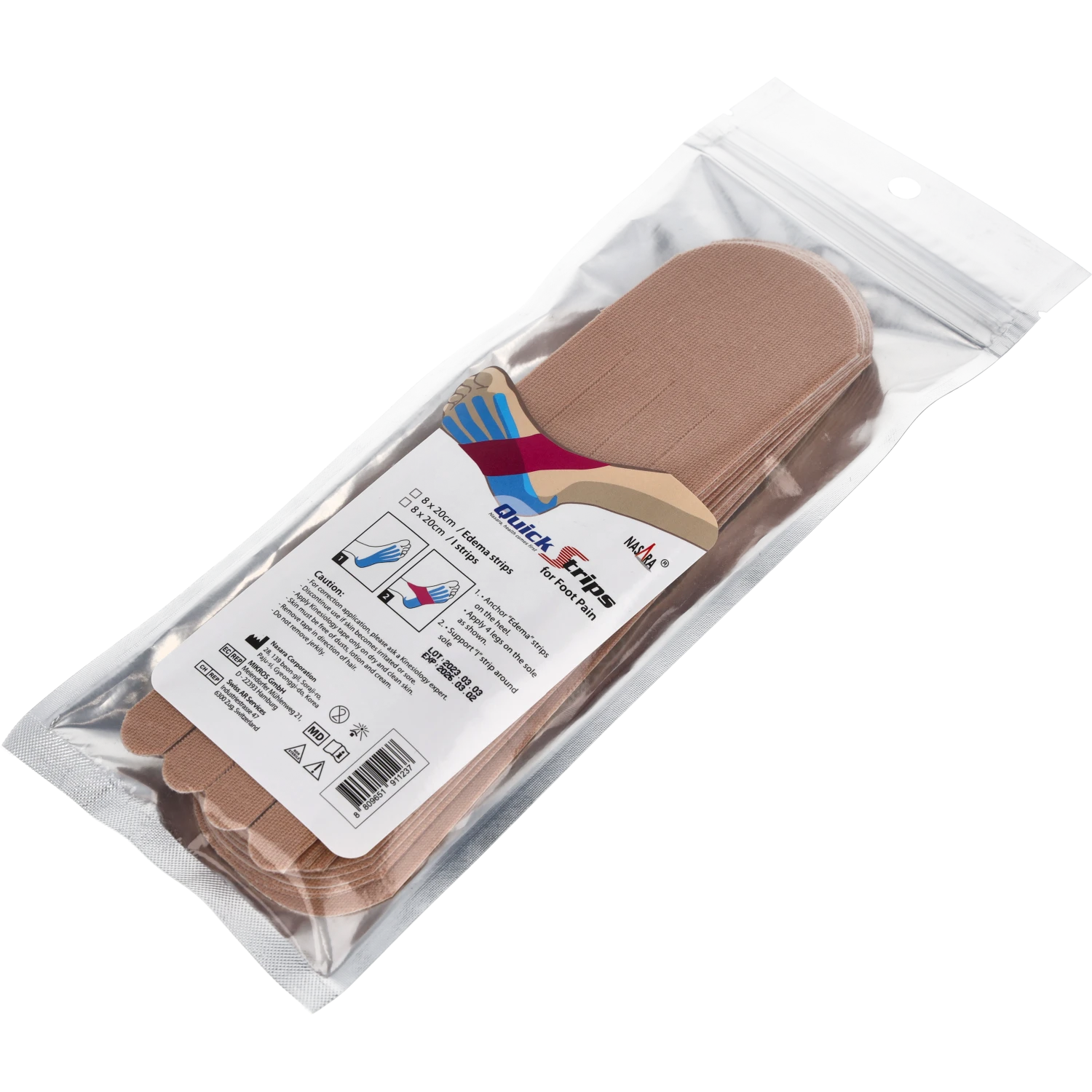 Nasara Kinesiologie Tape Pain Pack Foot Beige Verpackung