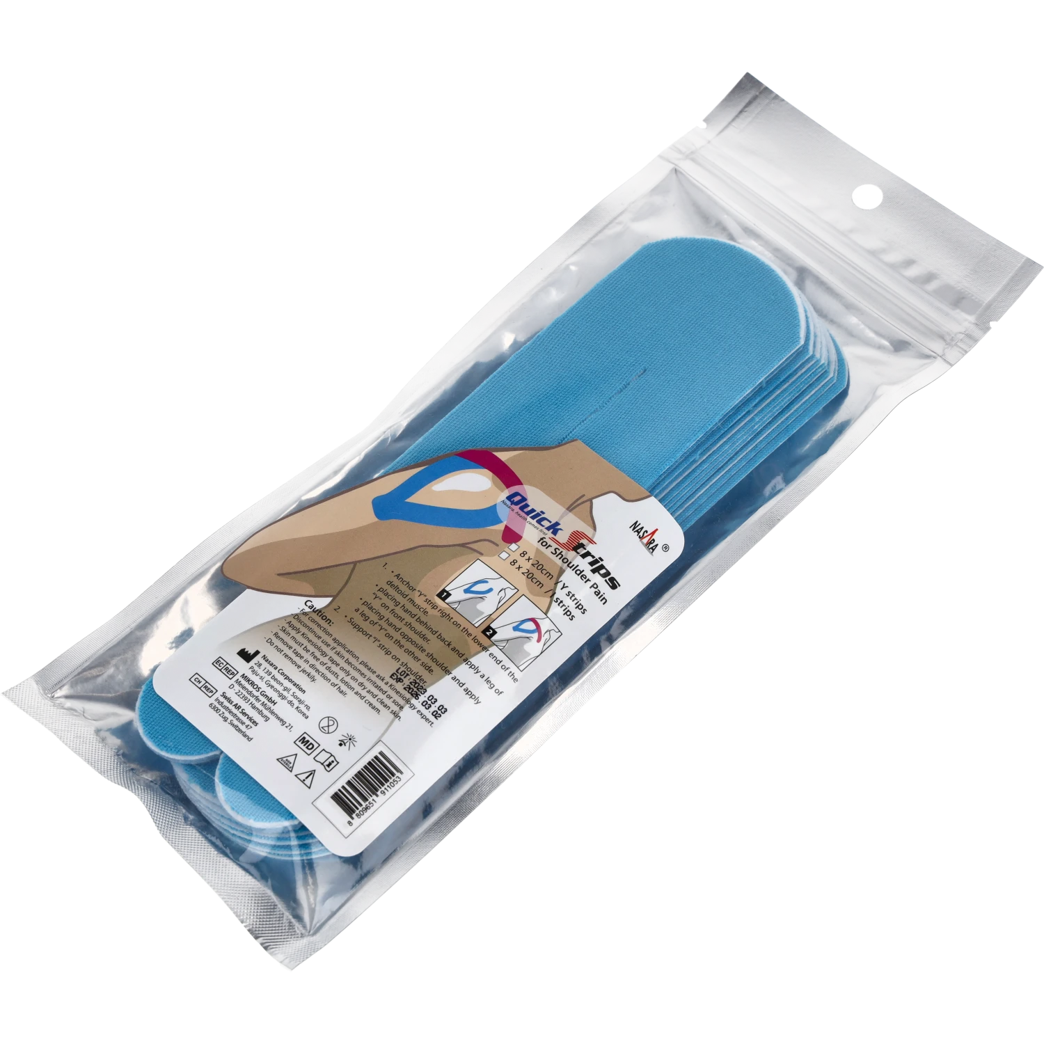 Nasara Kinesiologie Tape Pain Pack Shoulder Türkis Verpackung