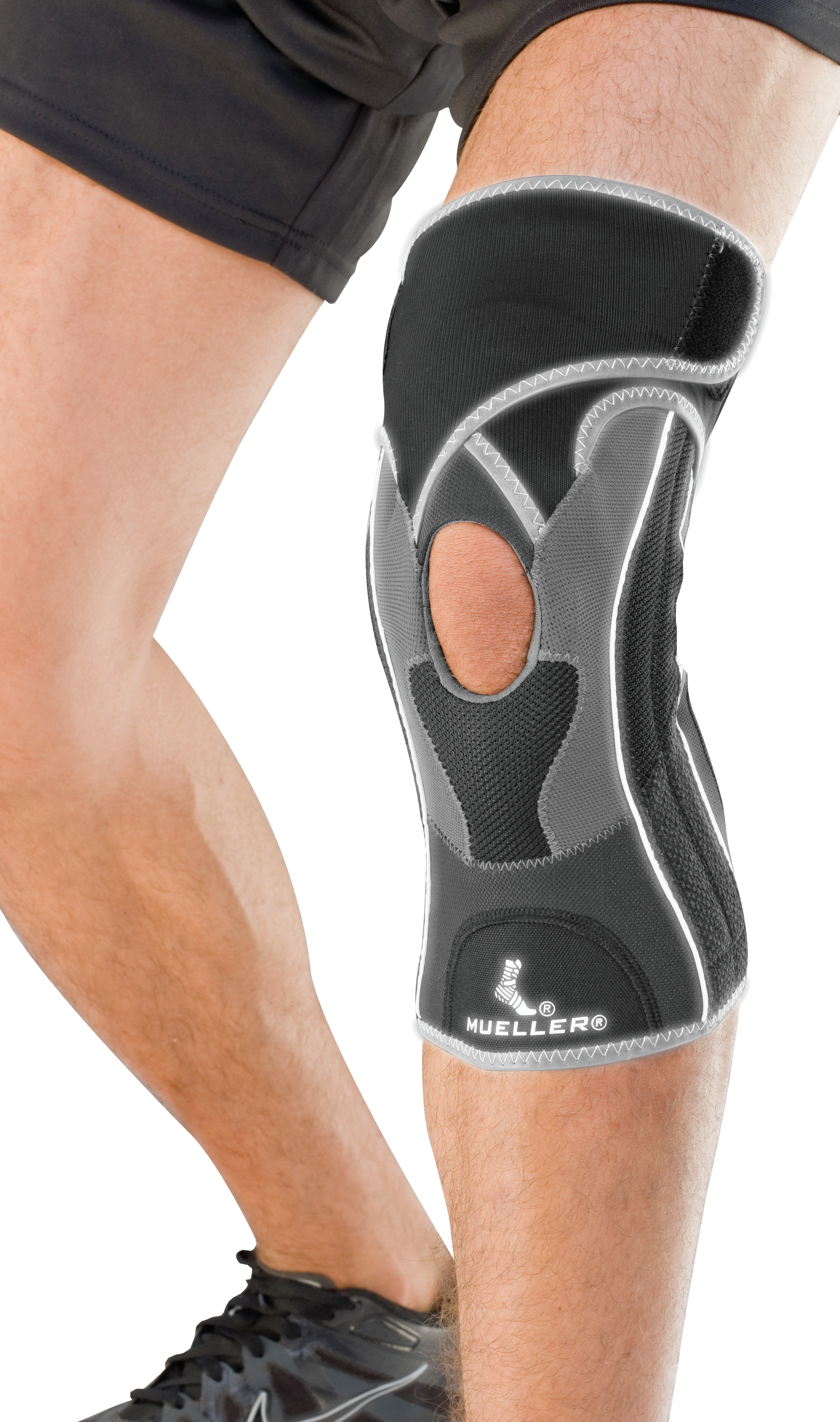 Mueller Hg80 Premium Knee Brace 5911 Reflektierend Mueller Hg80 Premium Knee Brace 5911 reflektierende Nähte bei Bandage am Knie