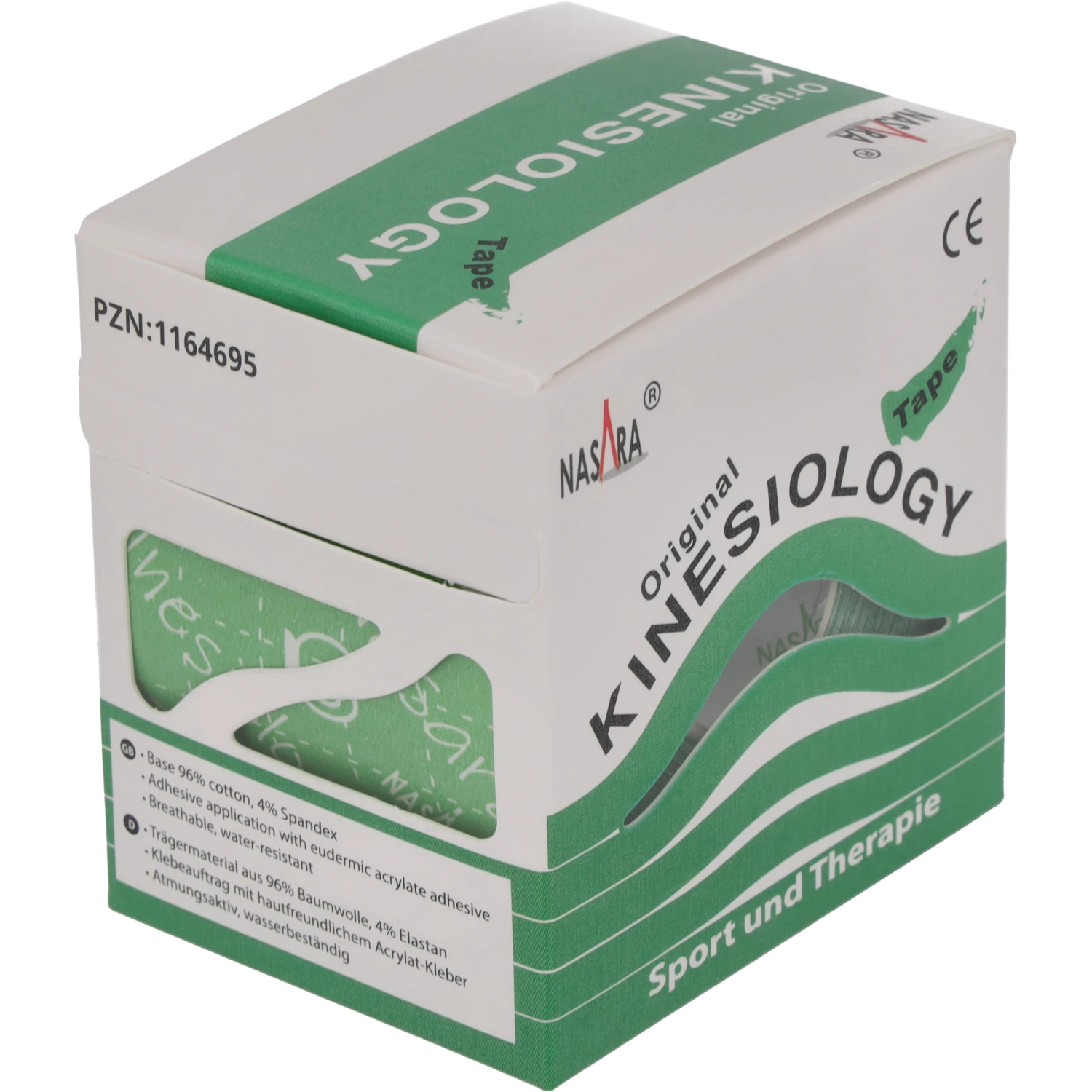 Nasara Kinesiologie Tape 5cm Grün Verpackung seitlich
