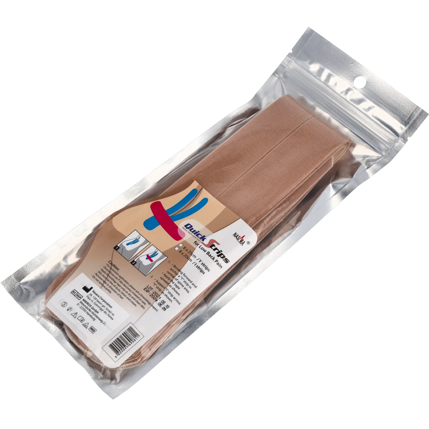 Nasara Kinesiologie Tape Pain Pack Lower Back Beige Verpackung