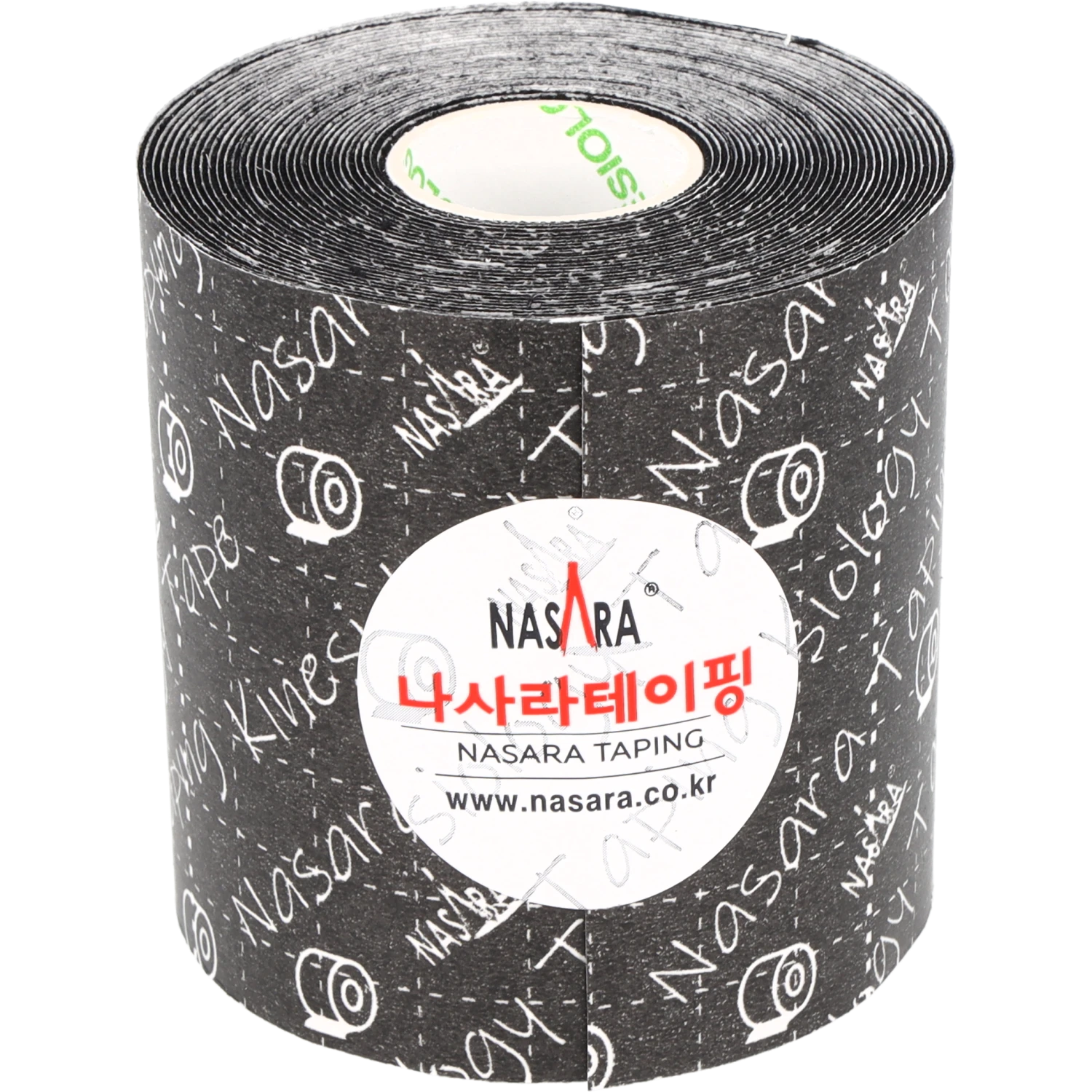 Nasara Kinesiologie Tape 7,5cm Schwarz Einzelrolle frontal