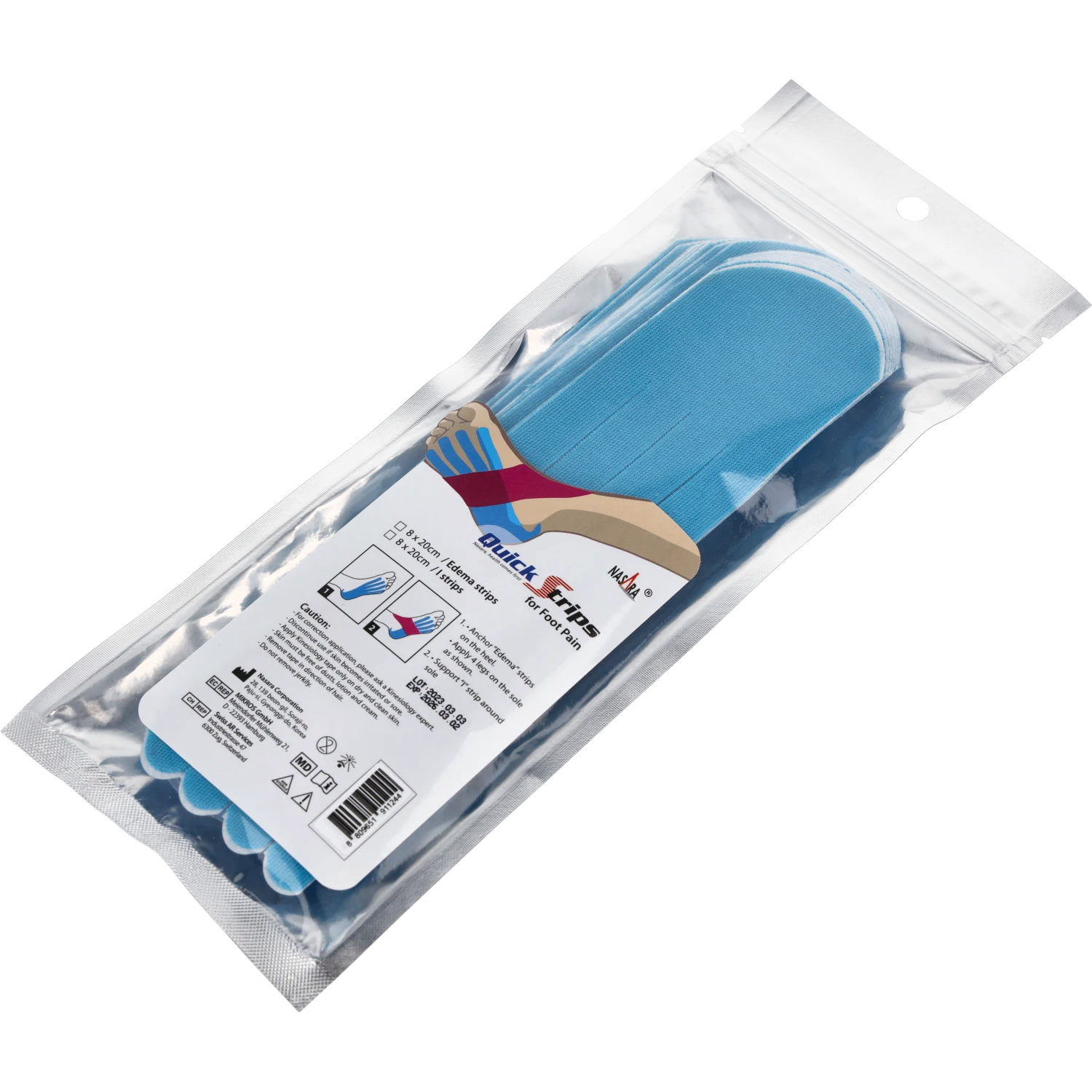 Nasara Kinesiologie Tape Pain Pack Foot Türkis Verpackung