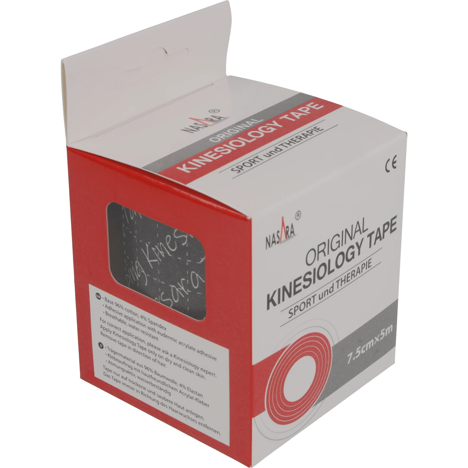 Nasara Kinesiologie Tape 7,5cm Schwarz Verpackung