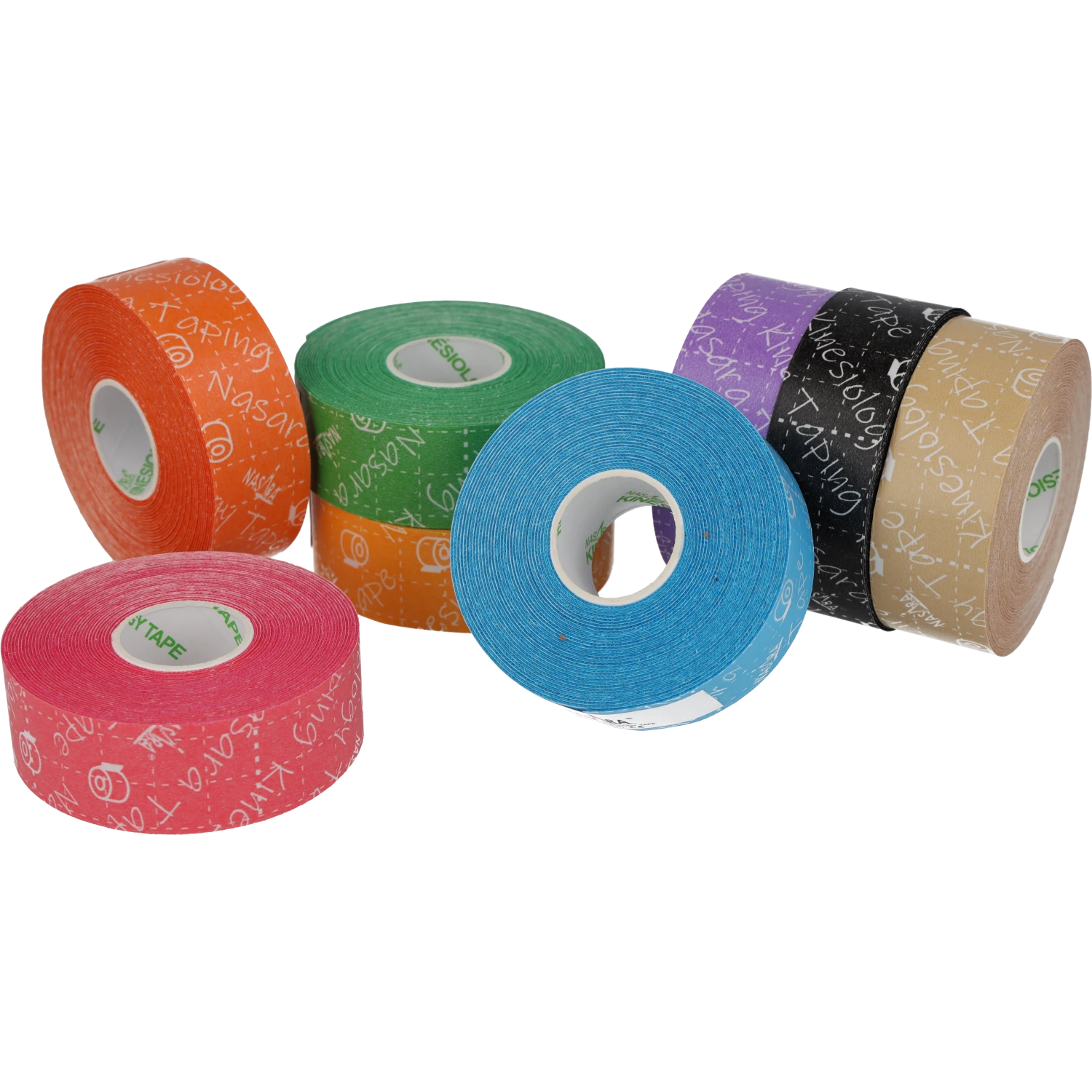 Nasara Kinesiologie Tape 2,5cm alle Farben Gruppenfoto Chaos
