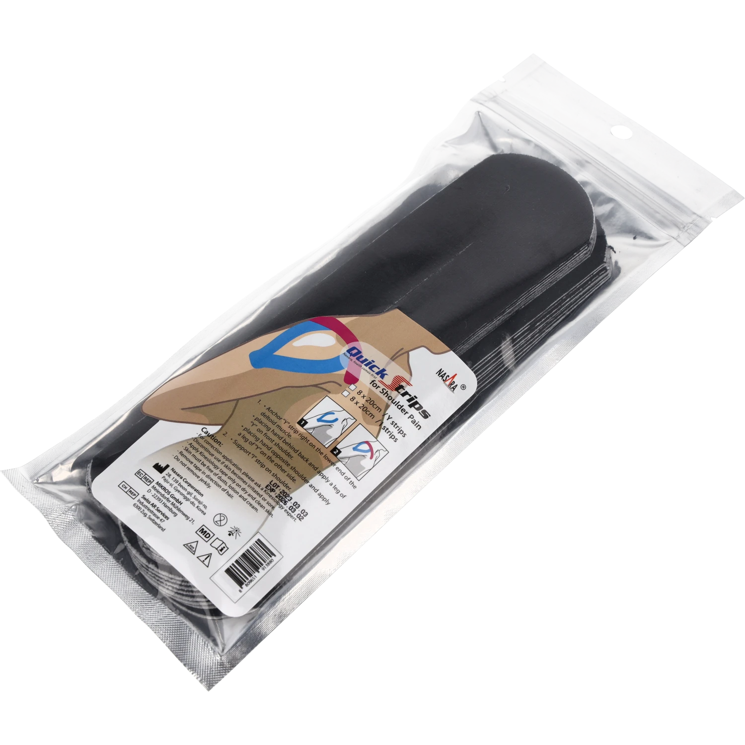 Nasara Kinesiologie Tape Pain Pack Shoulder Schwarz Verpackung