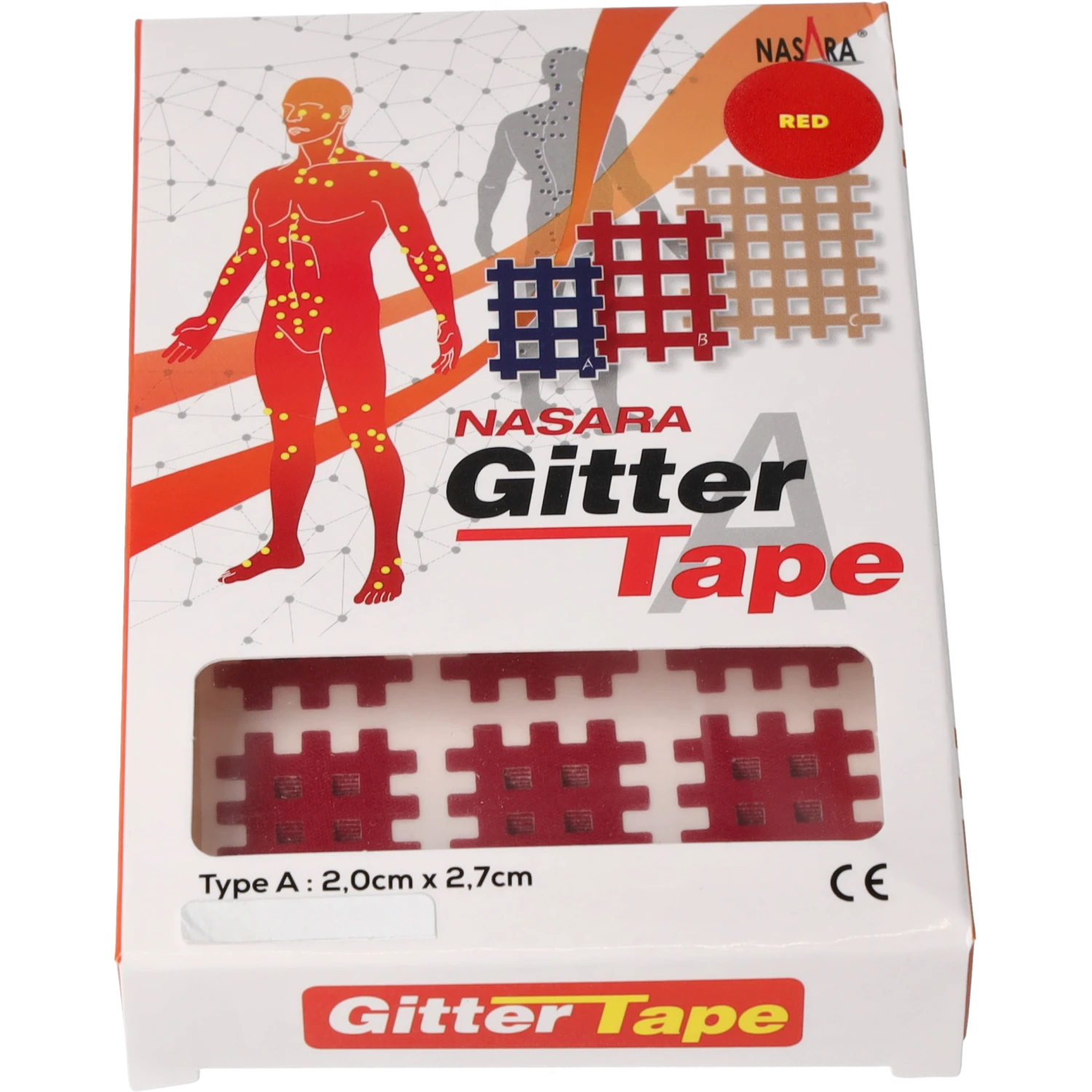 Nasara Gitter Tape Typ A Rot Verpackung Nasara Gitter Tape Typ A Rot Verpackung frontal