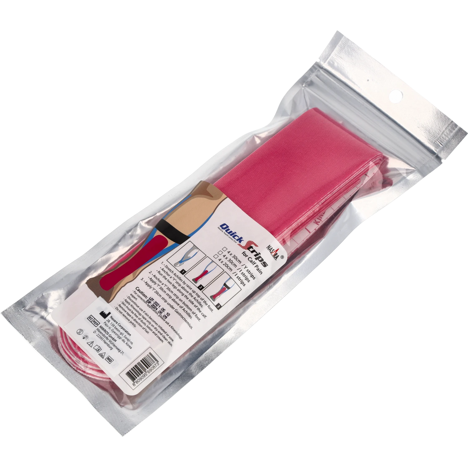 Nasara Kinesiologie Tape Pain Pack Calf Pink Verpackung