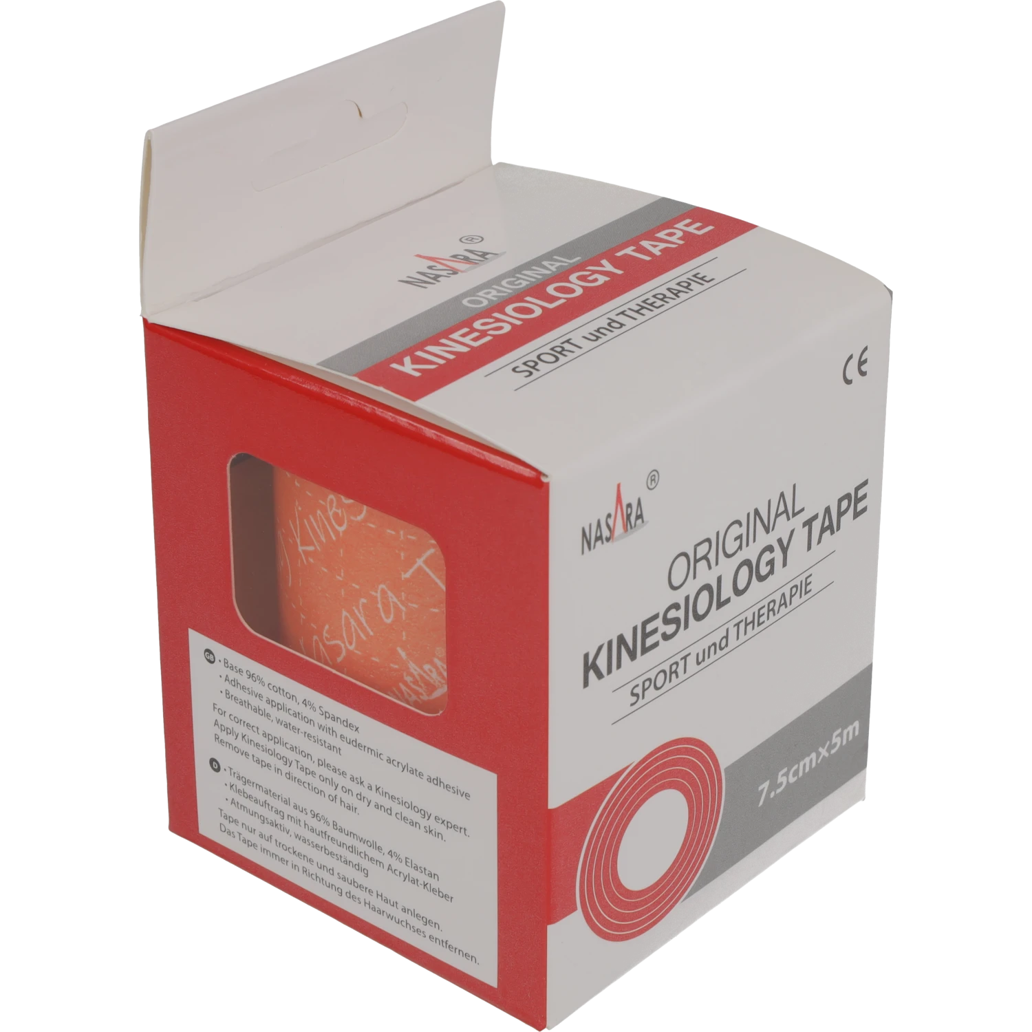 Nasara Kinesiologie Tape 7,5cm Orange Verpackung