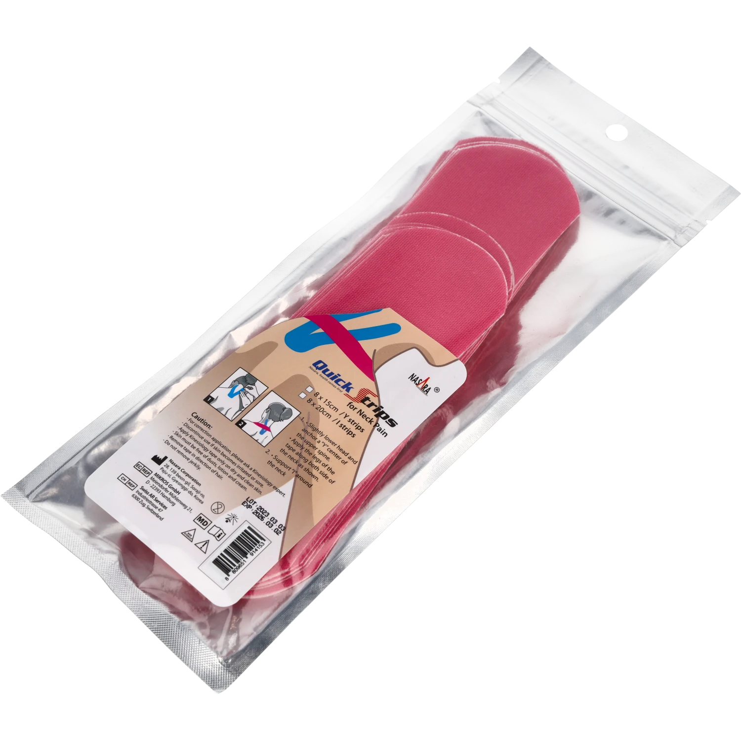 Nasara Kinesiologie Tape Pain Pack Neck Pink Verpackung