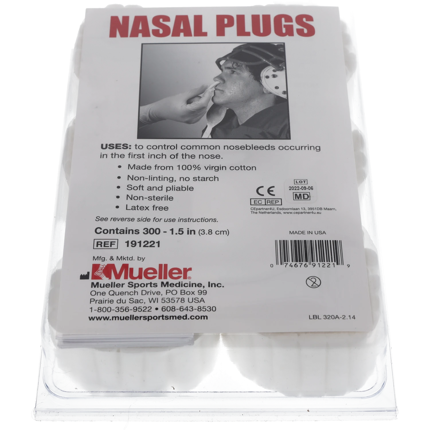 Mueller unsterile Nasenstöpsel 191221 Verpackung Mueller sterile Nasenstöpsel 191221 Verpackung 300 Stück
