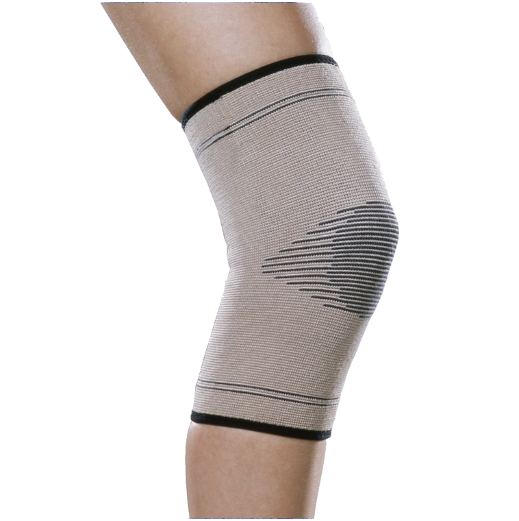 Mikros Bambus Fleece Kniebandage A802 angezogen an einem Knie
