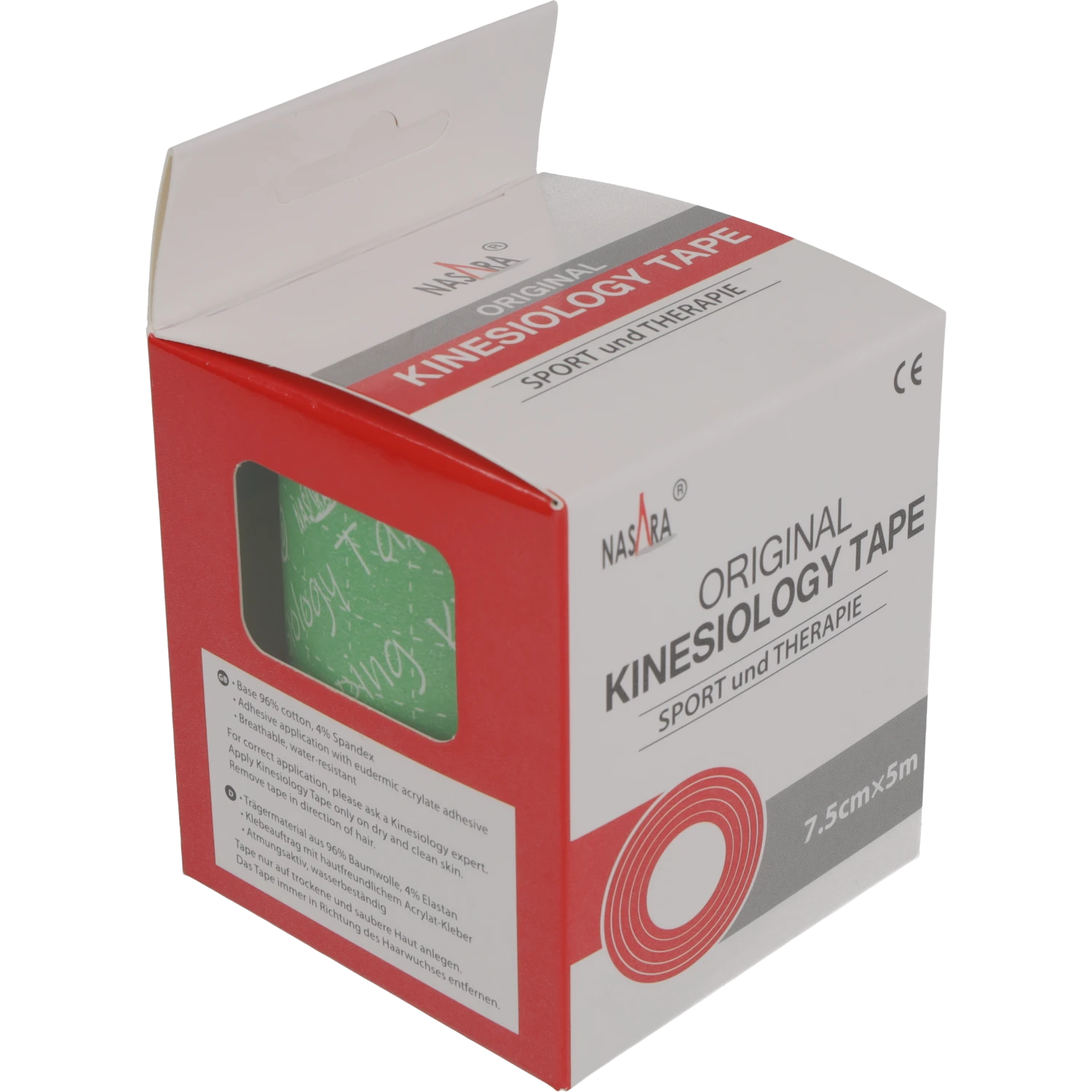 Nasara Kinesiologie Tape 7,5cm Grün Verpackung
