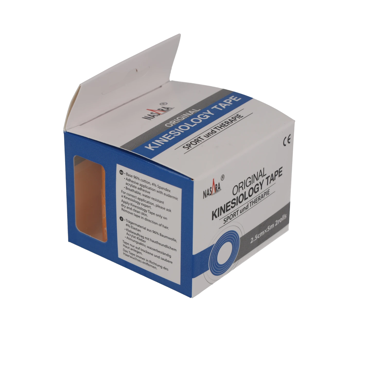 Nasara Kinesiologie Tape 2,5cm Gelb Verpackung
