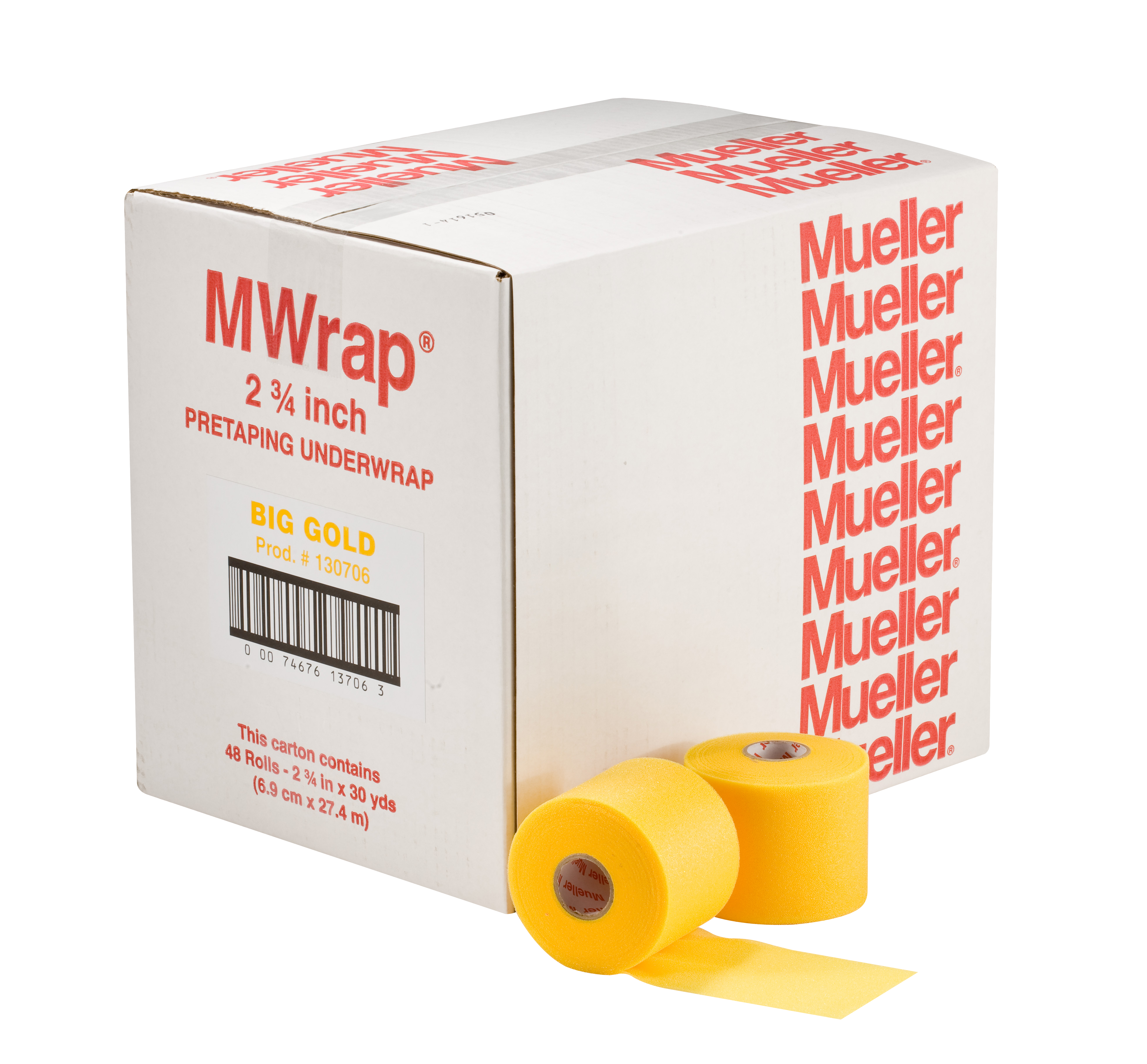 Mueller M-Wrap Gelb 1307-06VE Verpackungseinheit im Umkarton mit zwei Einzelrollen