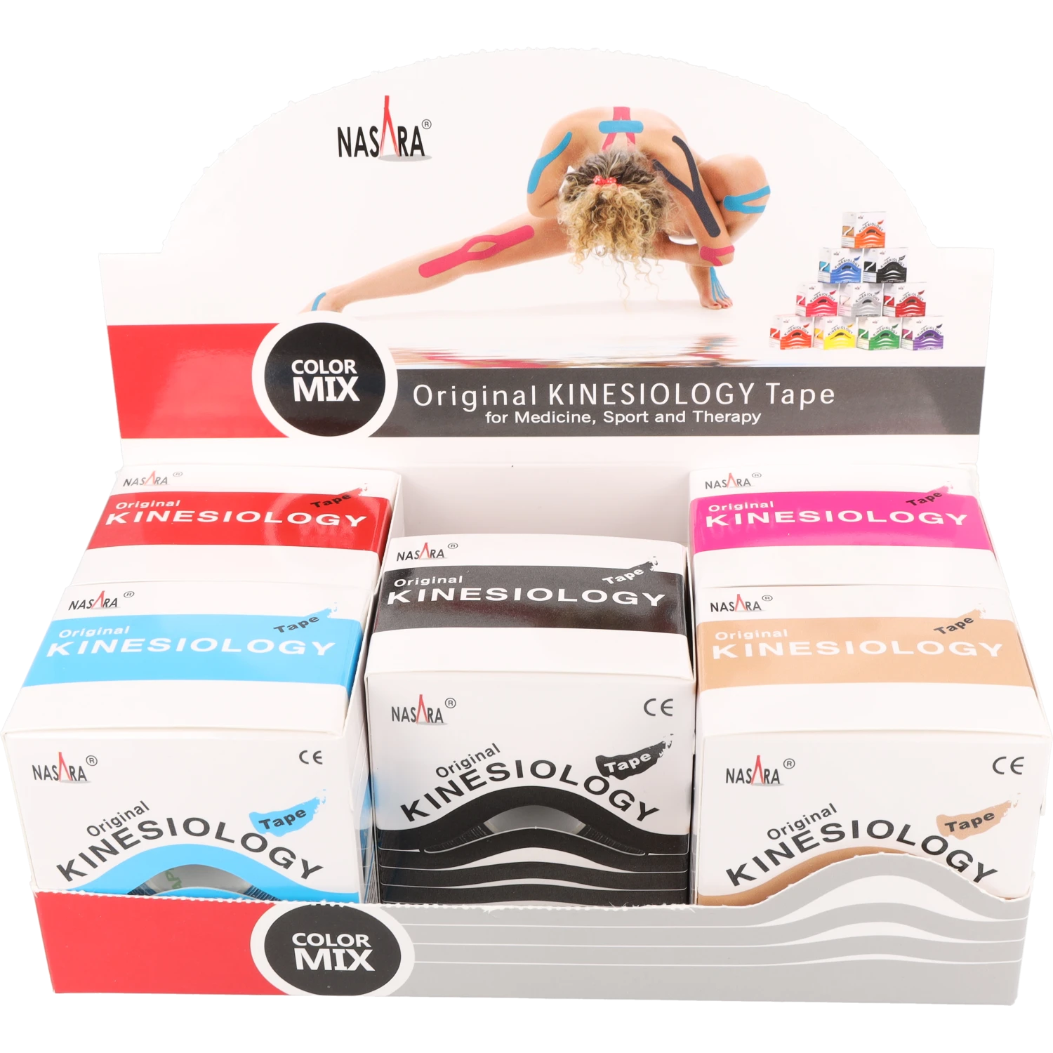 Nasara Kinesiologie Tape 5cm 5er Sparset Displaybox Nasara Kinesiologie Tape 5cm 5er Sparset Displaybox frontal