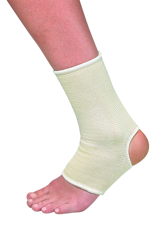 Mueller Elastic Ankle Support 962 Fussgelenkbandage Beige angezogen