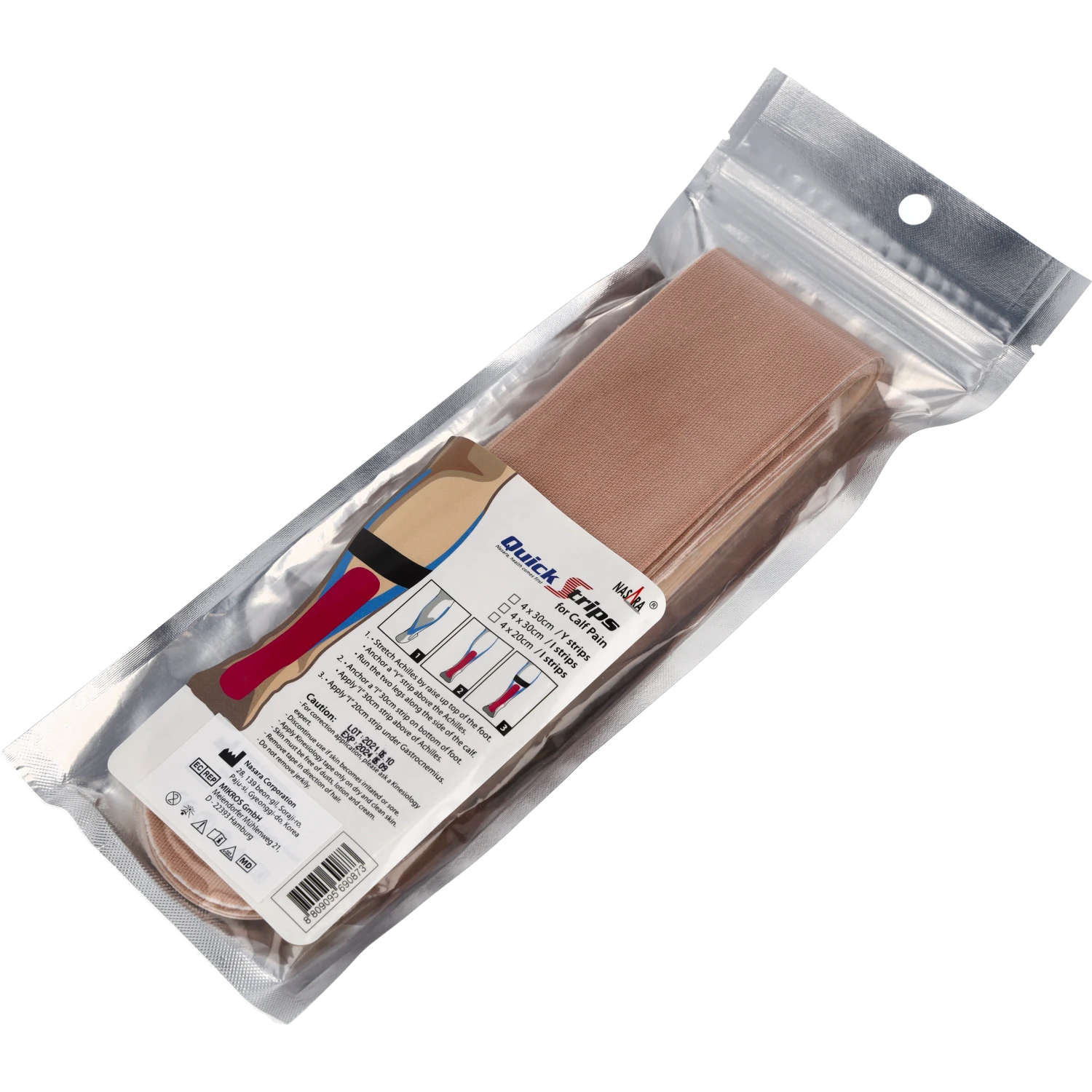 Nasara Kinesiologie Tape Pain Pack Calf Beige Verpackung