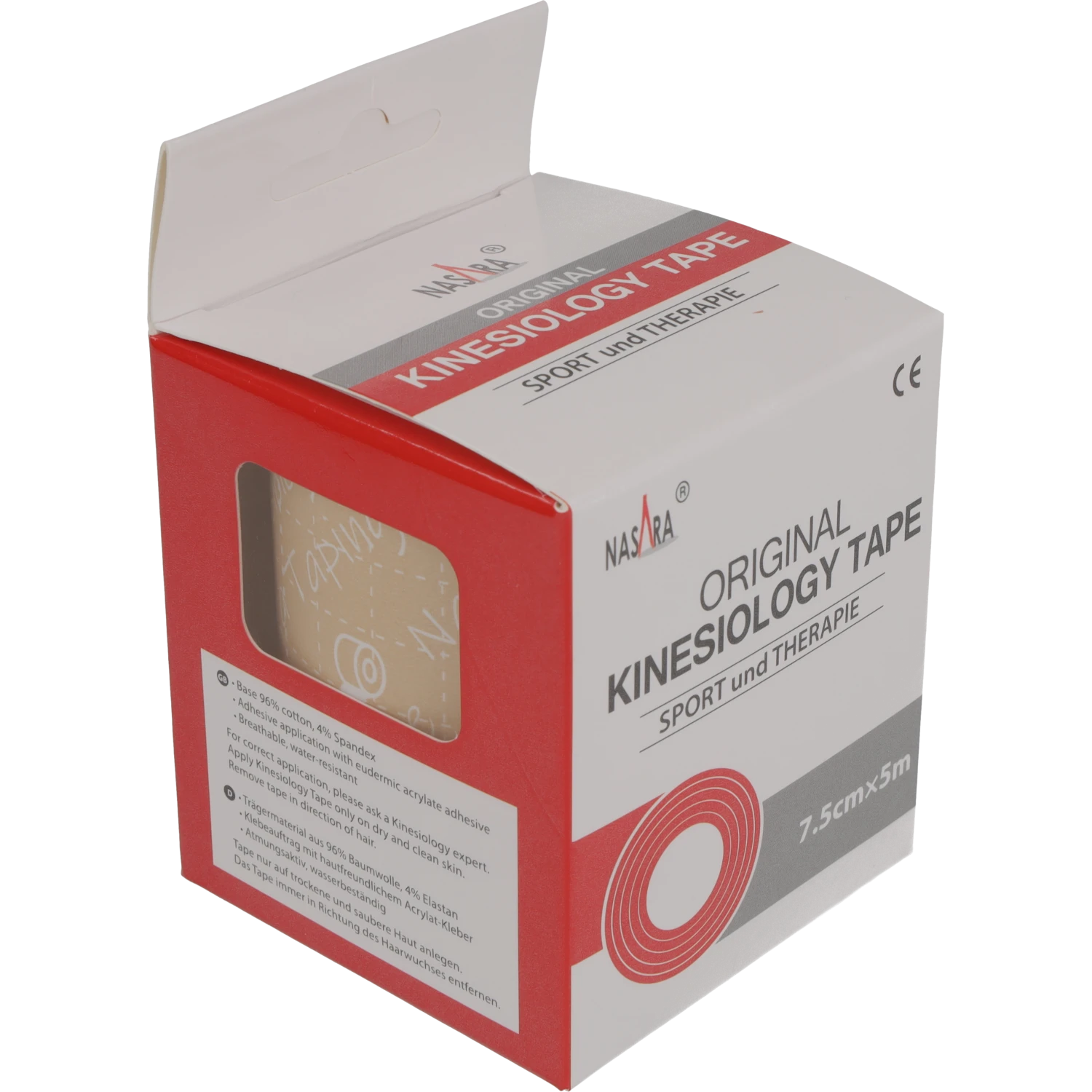 Nasara Kinesiologie Tape 7,5cm Beige Verpackung