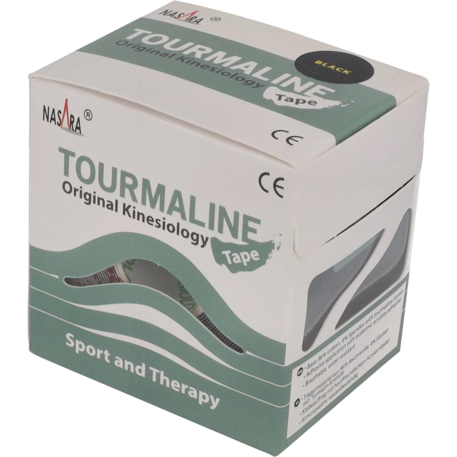 Nasara Tourmalin Kinesiologie Tape Schwarz Verpackung