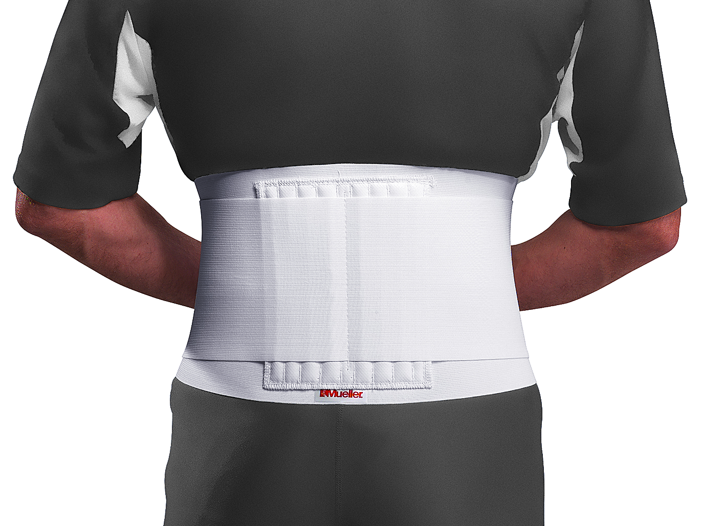 Mueller Rückenactivbandage 250 Anwendung Mueller Rückenactivbandage 250 weiss Anwendung von hinten